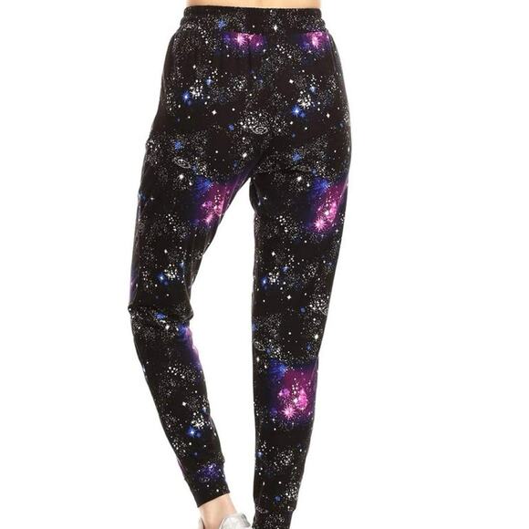 Galaxy Design Joggers Relaxed-fit with Pockets Black Cosmic Collection - Picture 2 of 6